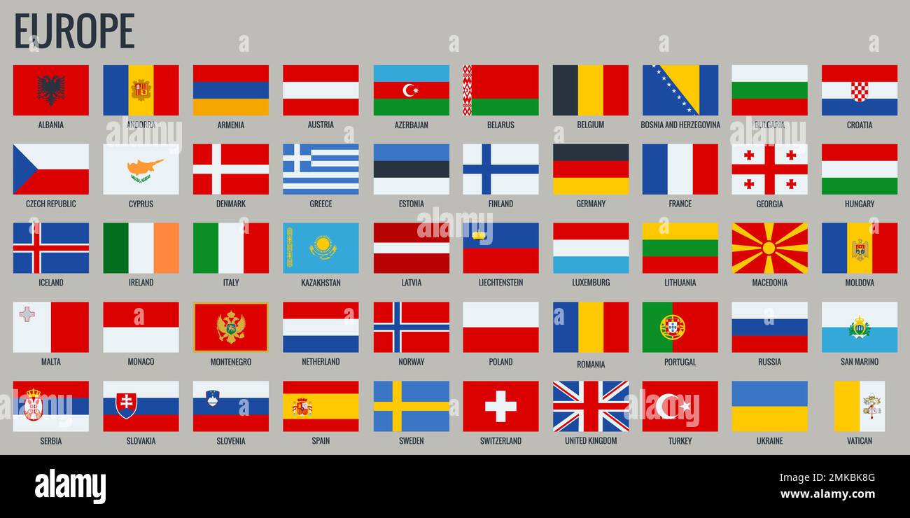 Europe Flags. All official national flags of the Europe Stock Vector