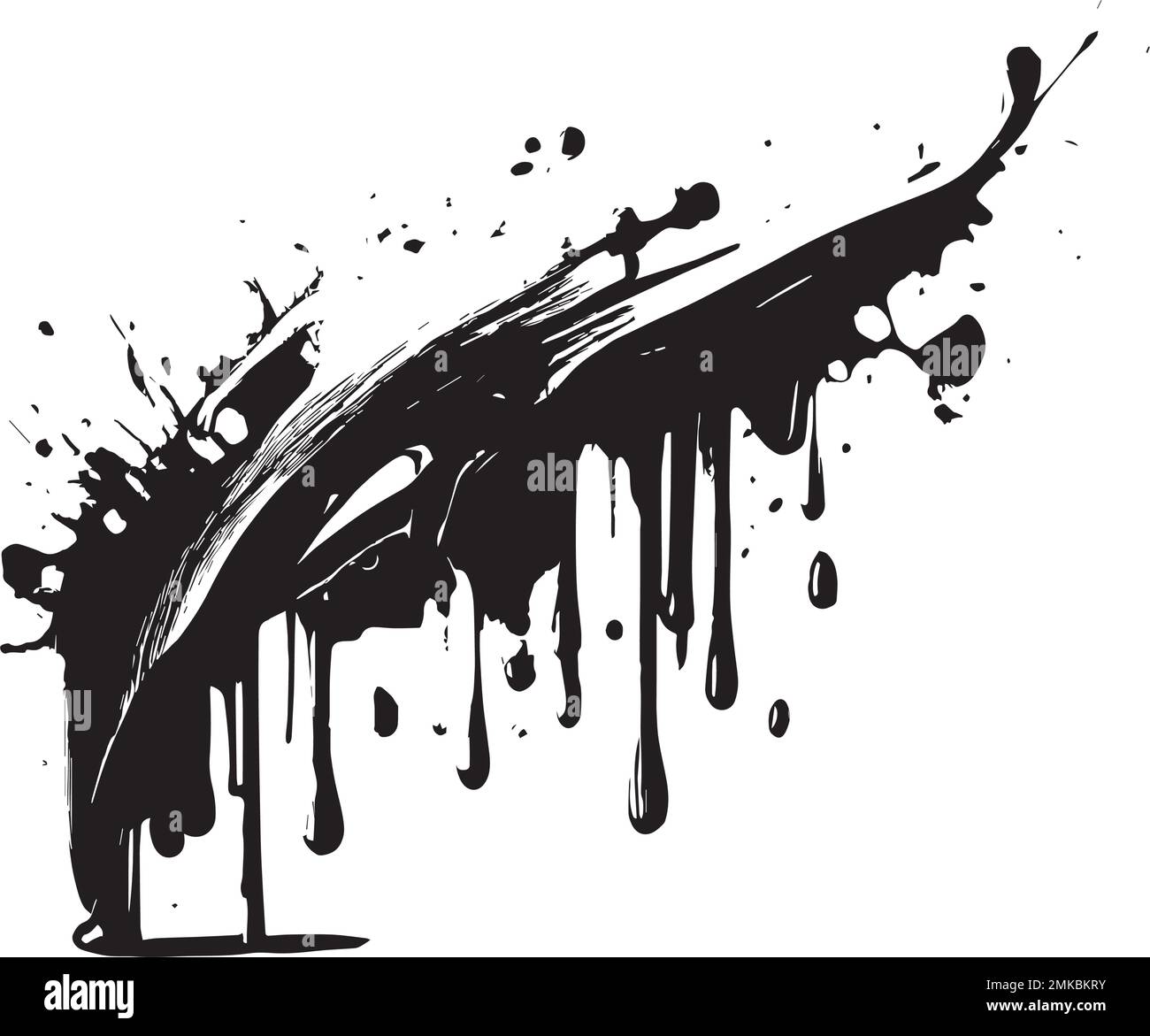 Smears, blots of black paint on a white background, dark colors