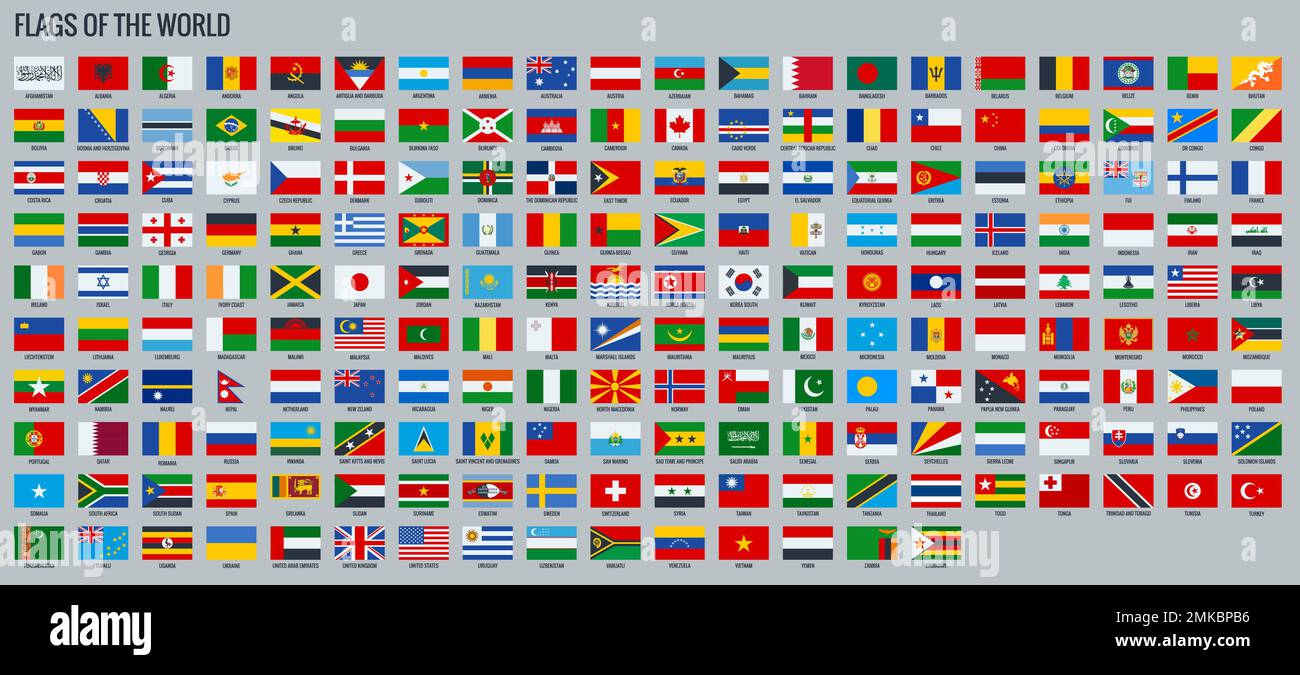 Flags of the World. All official national flags of the world Stock