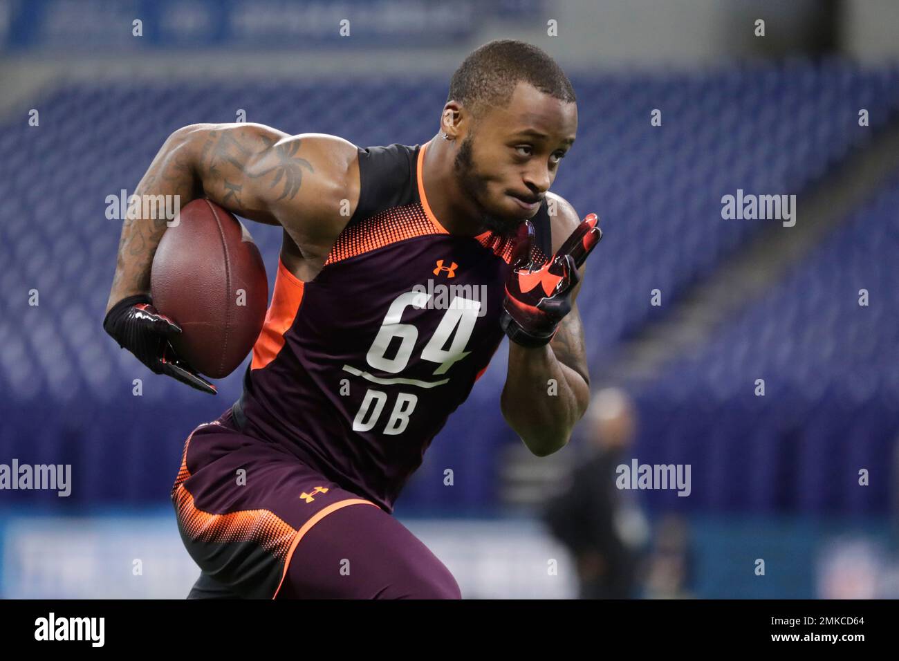 Mississippi defensive back Zedrick Woods runs a drill at the NFL