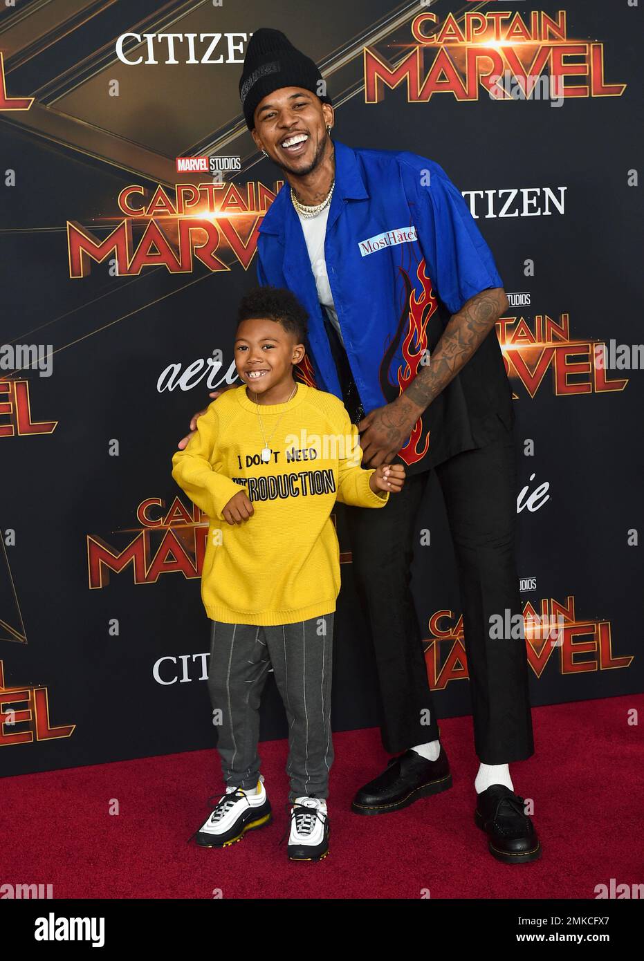 Nick Young, right, and his son Nick Young Jr. arrive at the world