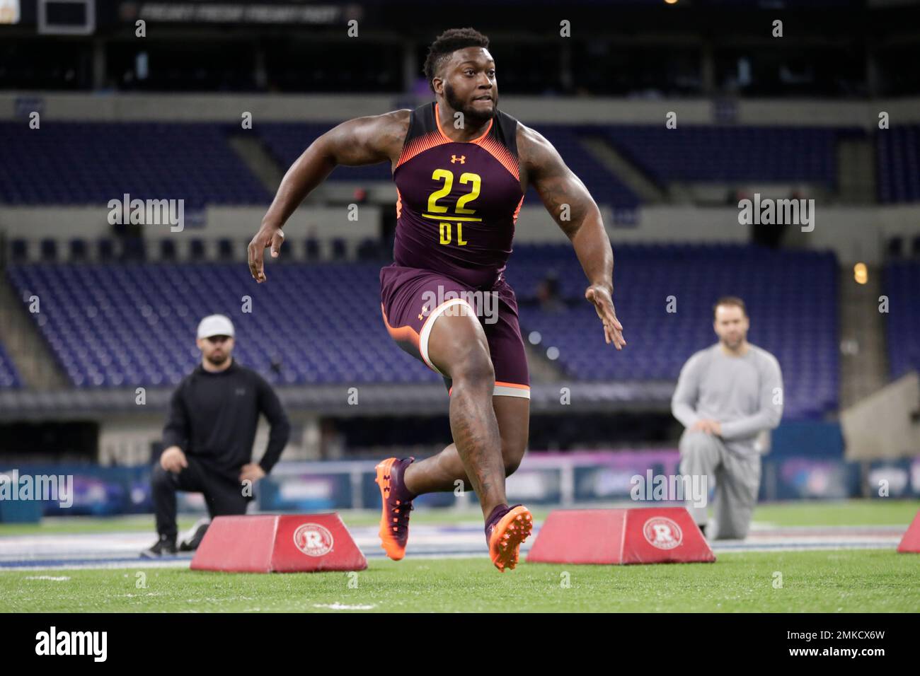 Arizona State defensive lineman Renell Wren runs a drill at the