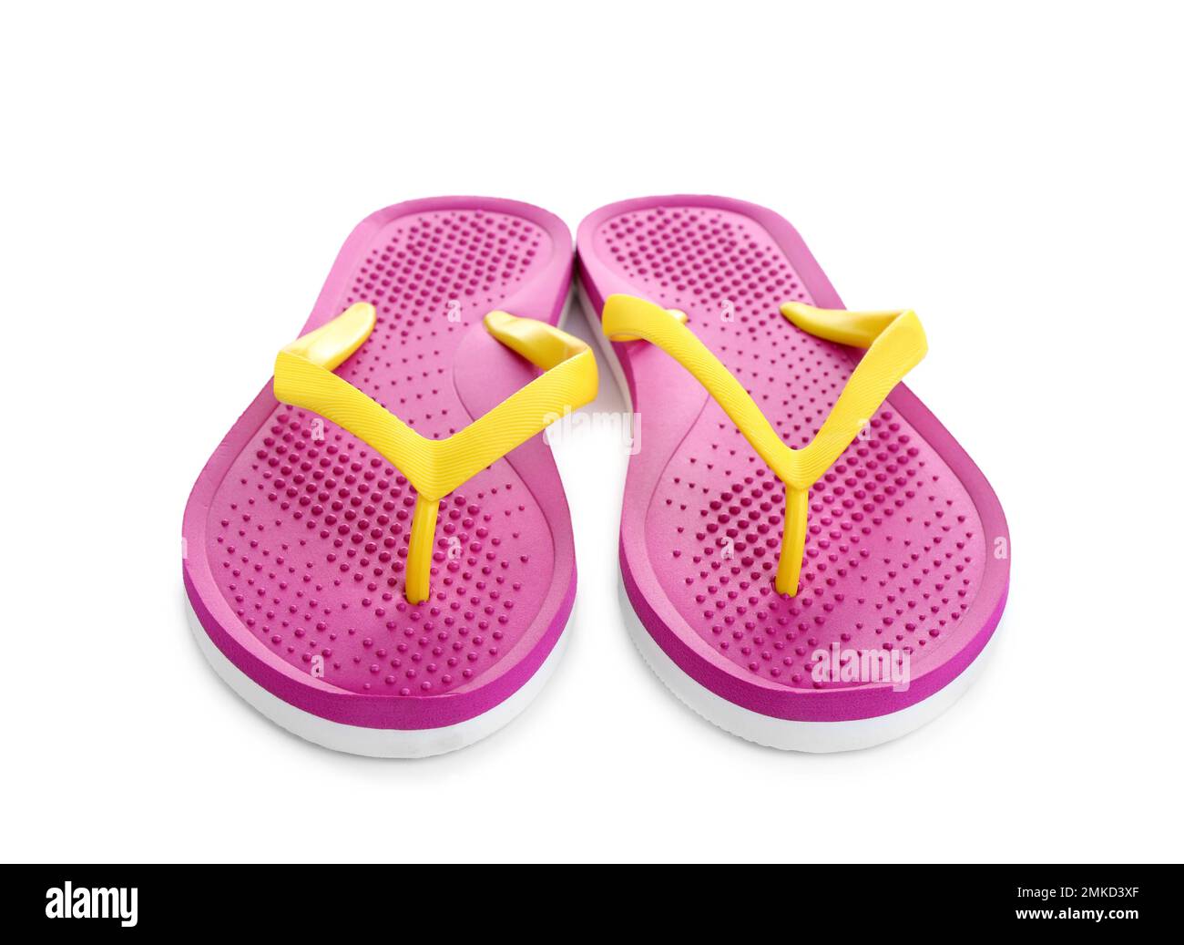 Stylish bright flip flops isolated on white Stock Photo - Alamy