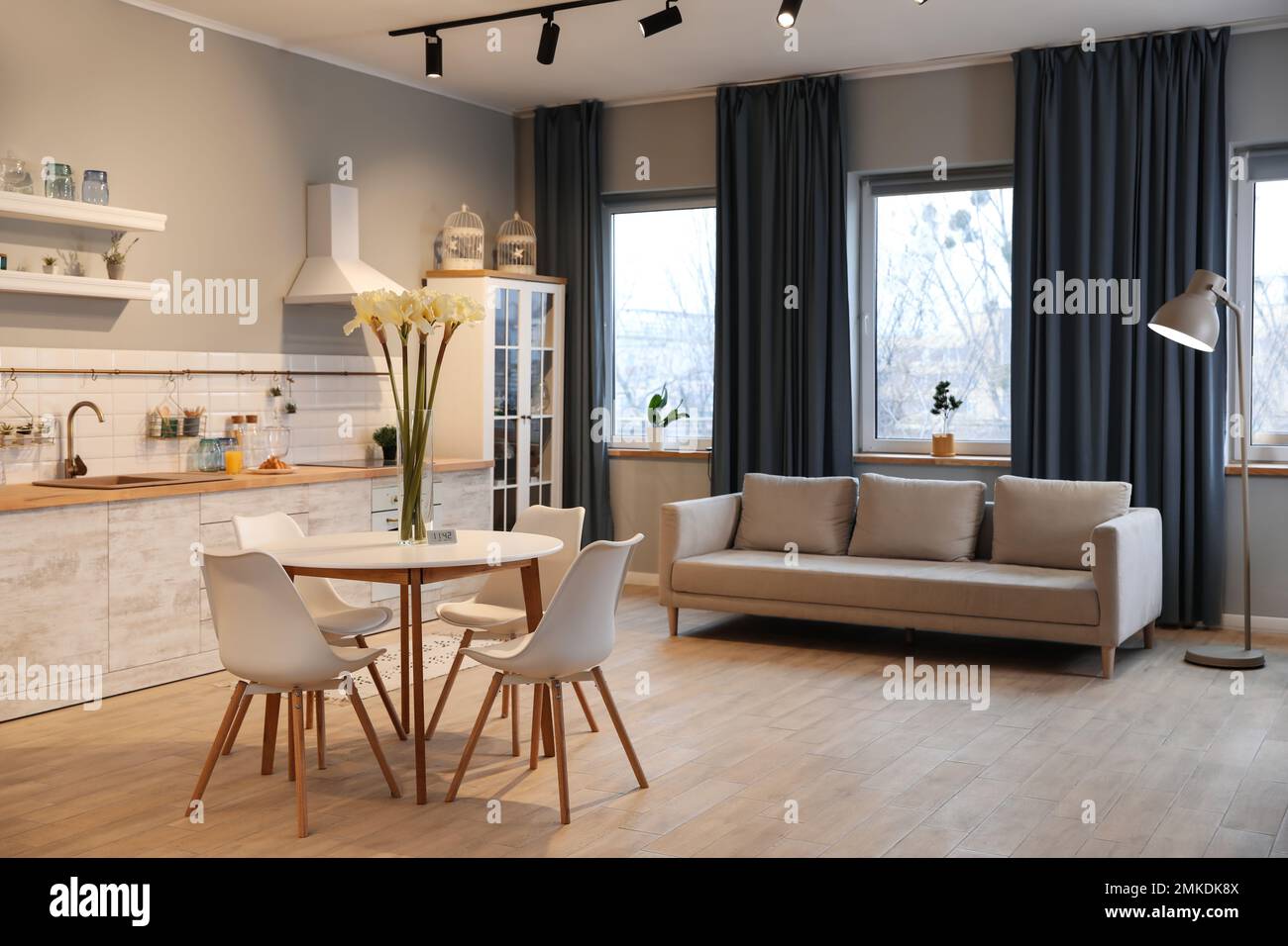 Modern kitchen interior with new stylish furniture Stock Photo - Alamy