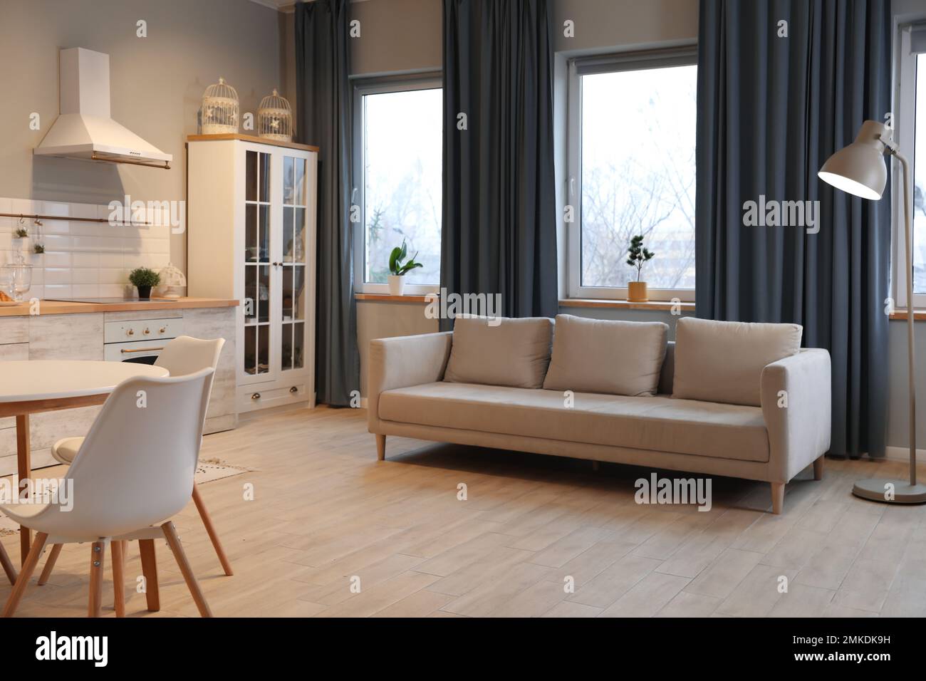 Modern kitchen interior with new stylish furniture Stock Photo - Alamy