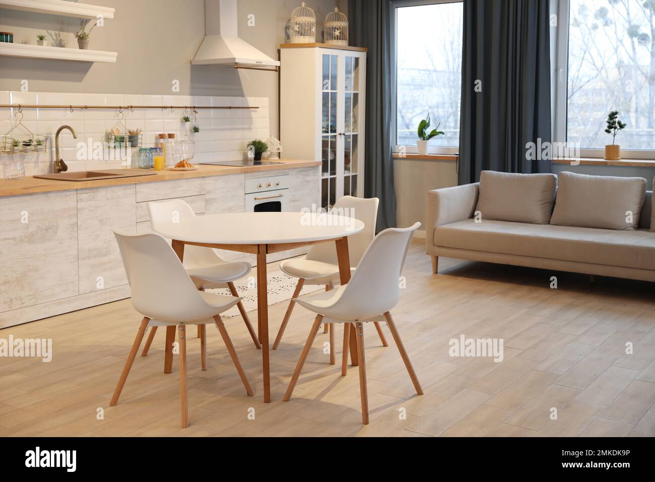 Modern kitchen interior with new stylish furniture Stock Photo - Alamy
