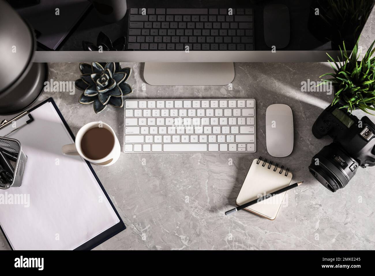 Work Lay Computer Top view designer workplace overview hi-res stock photography and ...