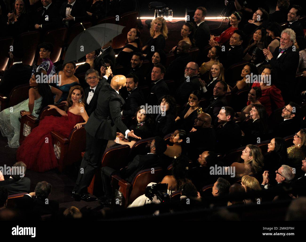 Audience members react as KeeganMichael Key drops down from the
