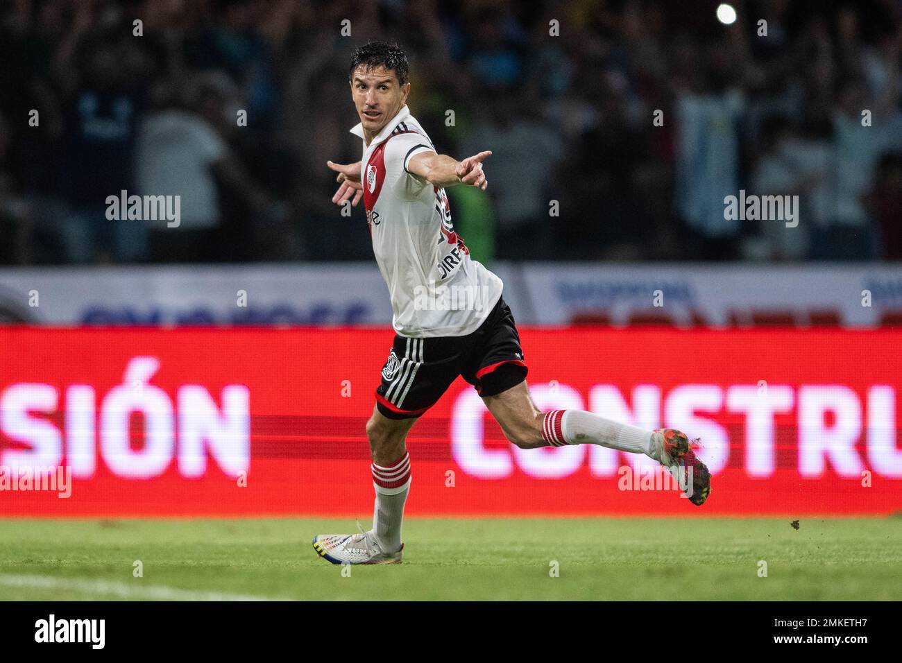 SANTIAGO DEL ESTERO, ARGENTINA, 28 January 2023:   Nacho Fernandez of River Plate celebrate after scoring opening goal during the Torneo Binance 2023 of Argentine Liga Profesional match between Central Cordoba and River Plate at Stadium Único Madre de Ciudades in Santiago del Estero, Argentina on 28 January 2023. Photo by SFSI Credit: Sebo47/Alamy Live News Stock Photo
