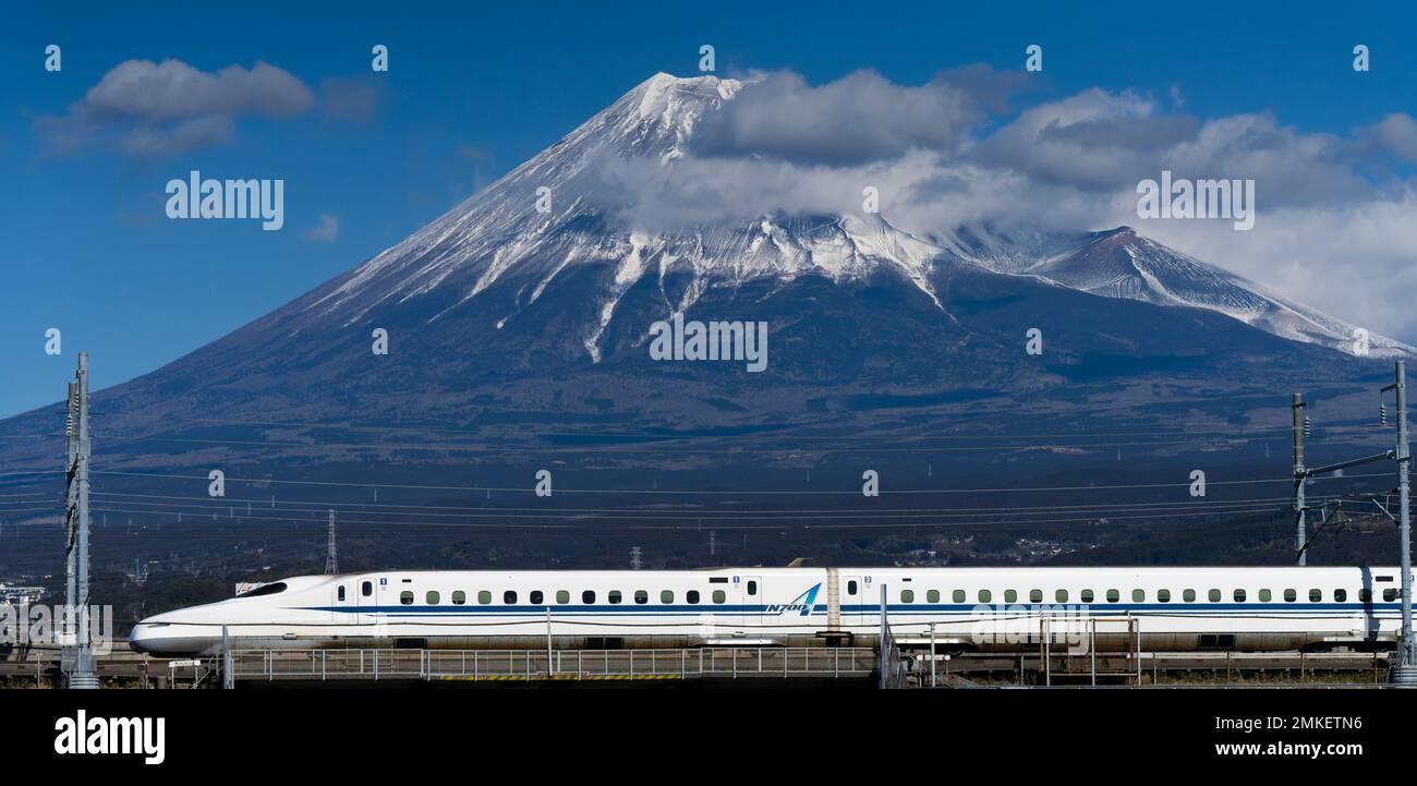 A JR Central N700 Train On The Tokaido Shinkansen Line Passes In Front ...