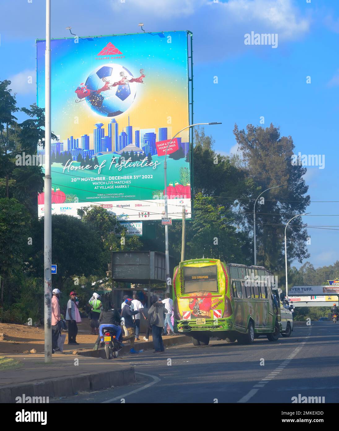 Matatus dominate the traffic scene in central Nairobi and its suburbs, Nairobi KE Stock Photo