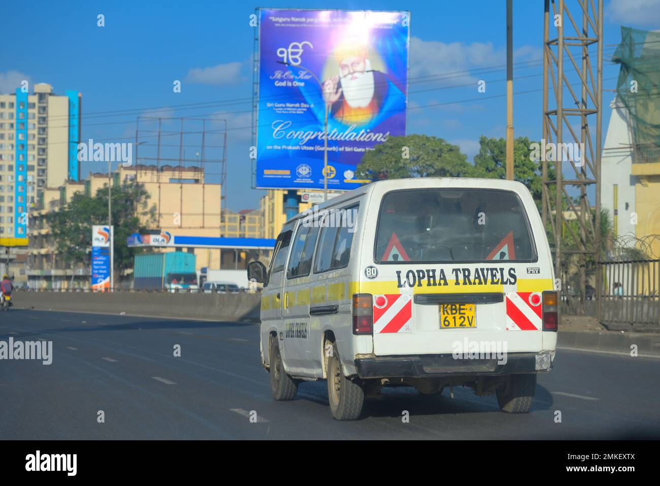 Matatus dominate the traffic scene in central Nairobi and its suburbs, Nairobi KE Stock Photo