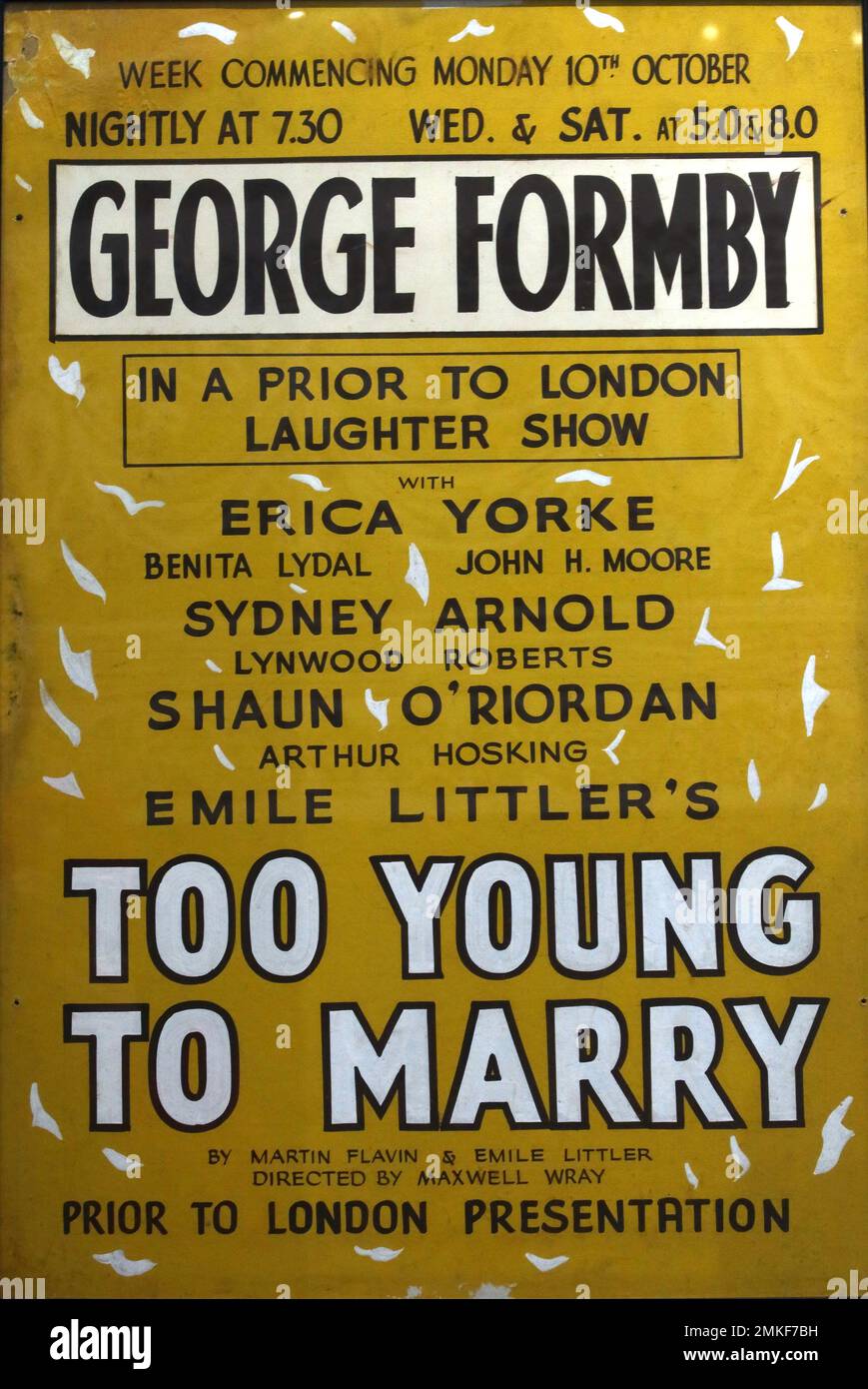 Poster for George Formby, in Too Young To Marry, 1955, Mon 10th October show Stock Photo