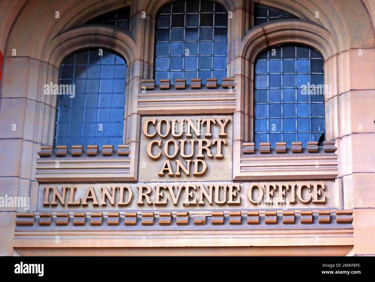 County Court and Inland revenue Office 1887, The Old Courts, Crawford Street, Wigan, Lancashire, England,UK, WN1 1NA Stock Photo