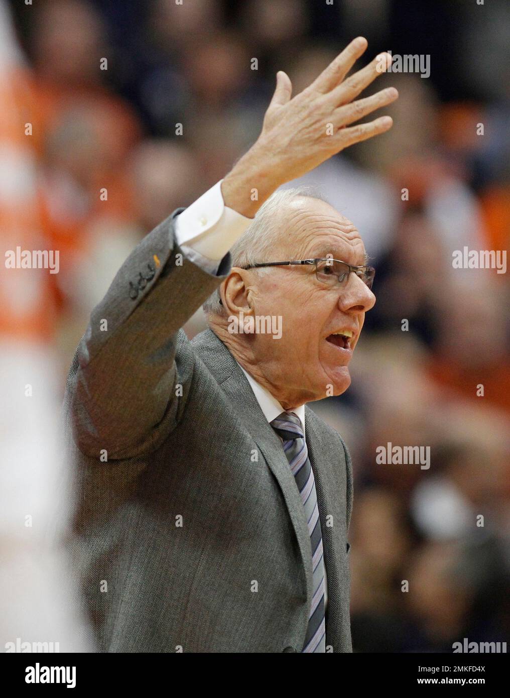 Syracuse head coach Jim Boeheim yells to his players during the first half of an NCAA college basketball game against Louisville in Syracuse, ., Wednesday, Feb. 20, 2019. (AP Photo/Nick Lisi Stock Syracuse head coach Jim Boeheim yells to his players during the first half of an NCAA college basketball game against Louisville in Syracuse, ., Wednesday, Feb. 20, 2019. (AP Photo/Nick Lisi Stock