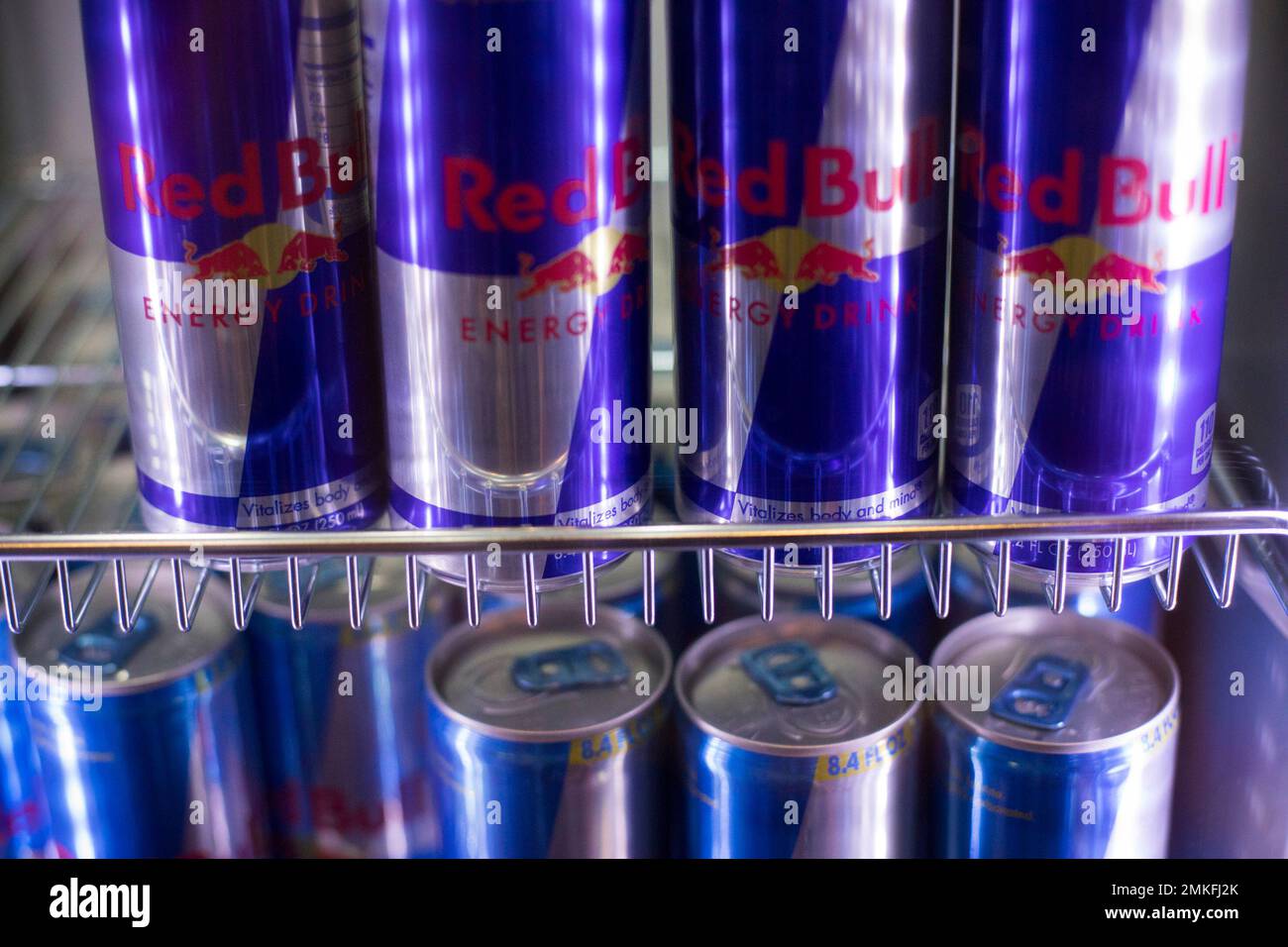 This Dec. 25, 2018, photo shows cans of Red Bull at the Back Bowl