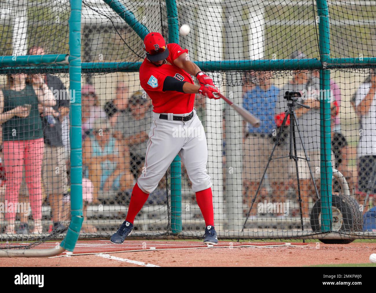 Boston Red Sox shortstop Xander Bogaerts hits in the batting cage