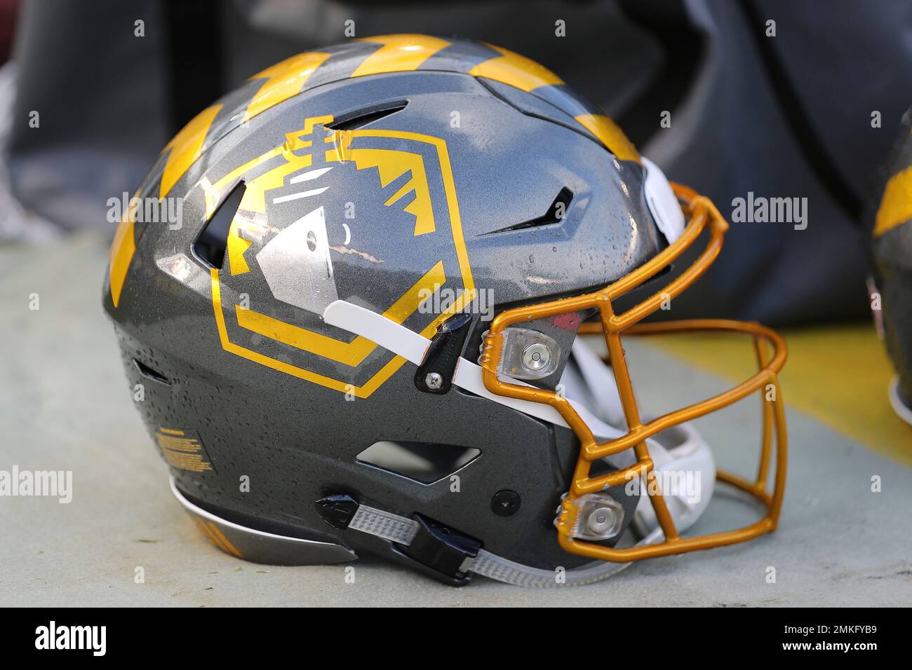 San Diego Fleet helmet rests on the field before an AAF football game between the Atlanta Legends and the San Diego Fleet, Sunday, Feb. 17, 2019, at SDCCU Stadium in San Diego, San Diego Fleet helmet rests on the field before an AAF football game between the Atlanta Legends and the San Diego Fleet, Sunday, Feb. 17, 2019, at SDCCU Stadium in San Diego,