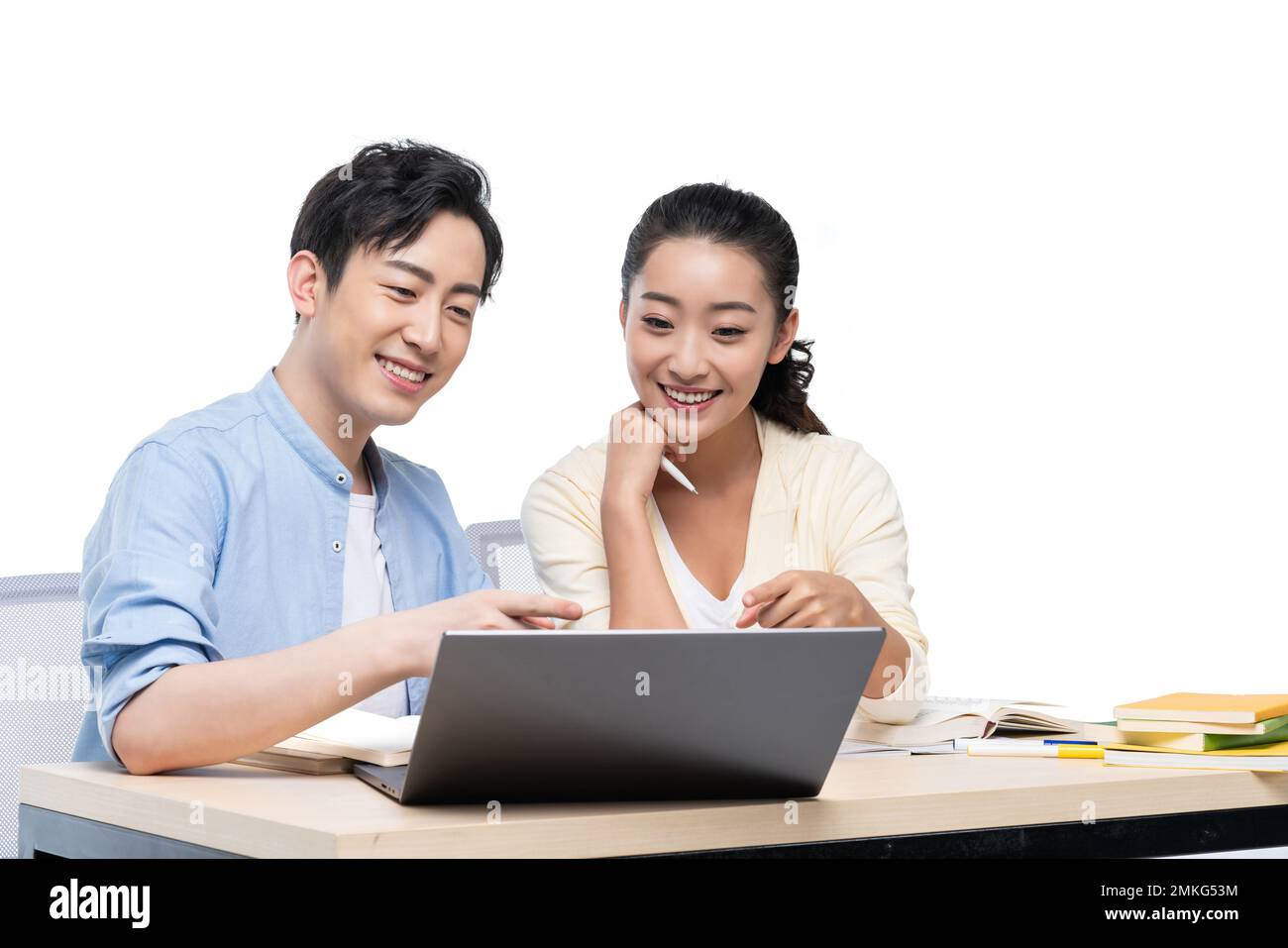 Young men and women learn together Stock Photo - Alamy