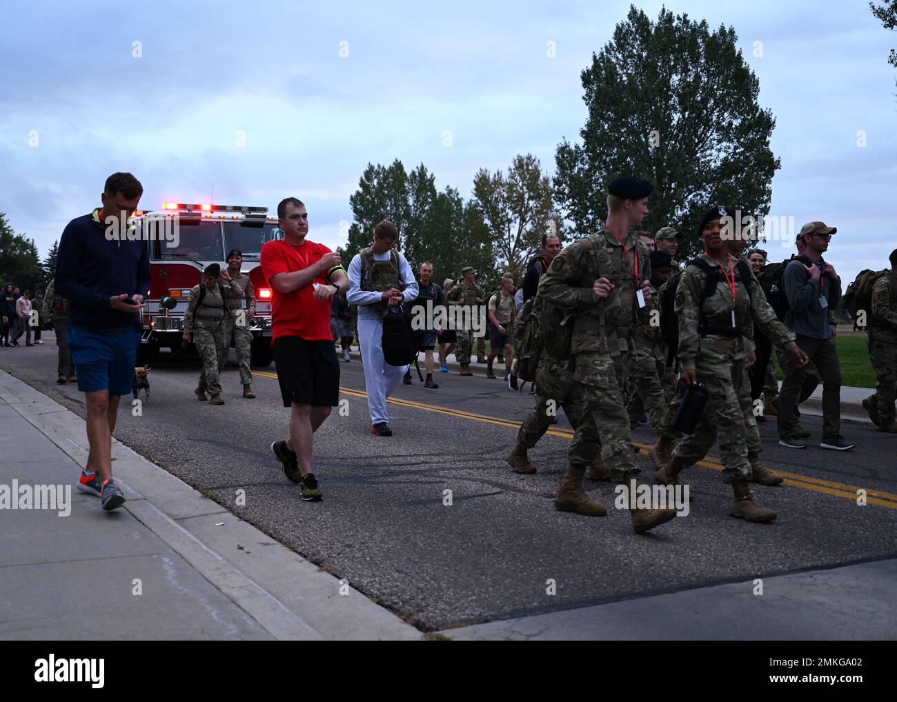 Members from the 90th Missile Wing commence the 5 kilometer ruck during ...