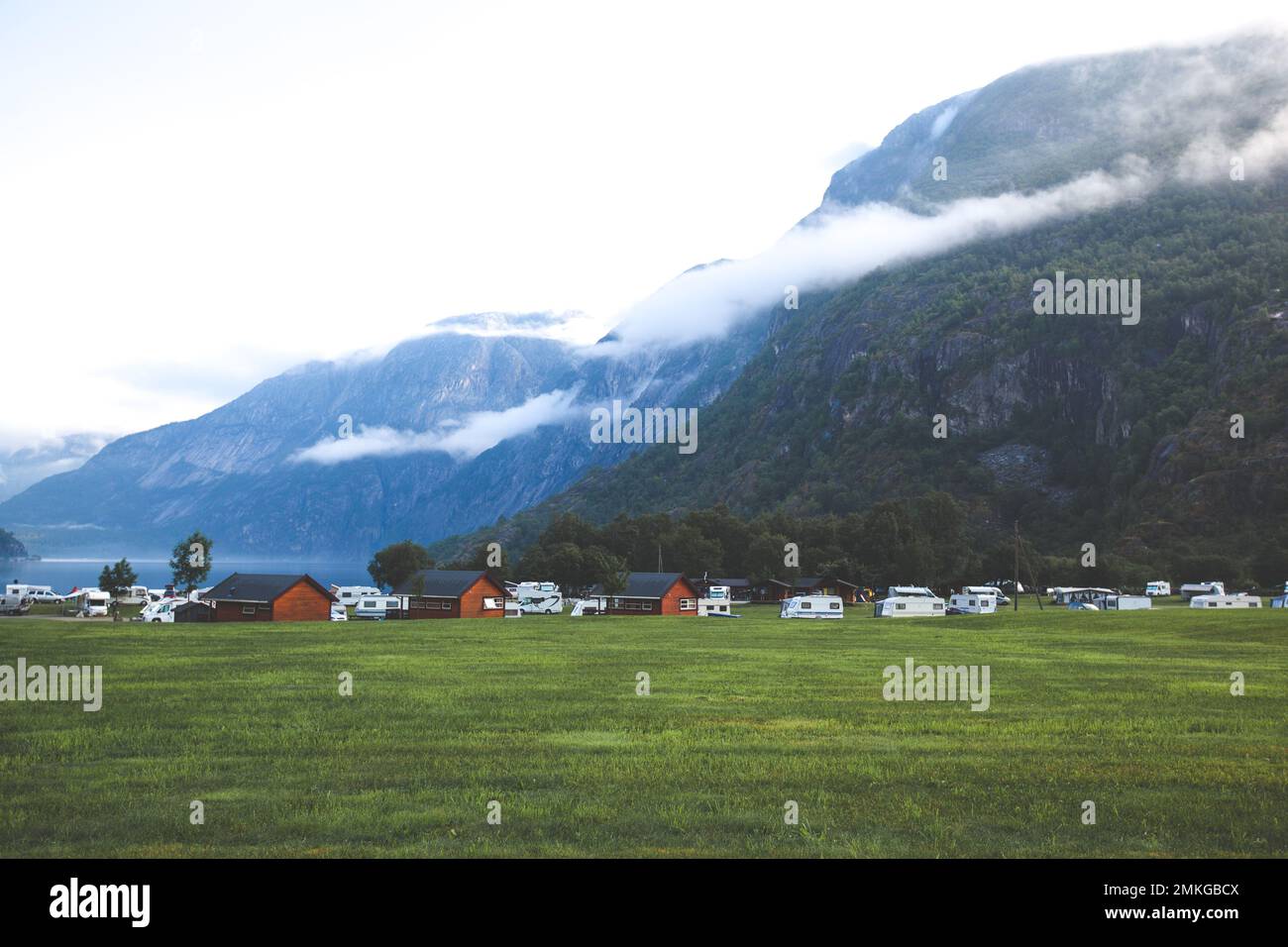 travel to Norway on a trailer, camping, home on wheels Stock Photo