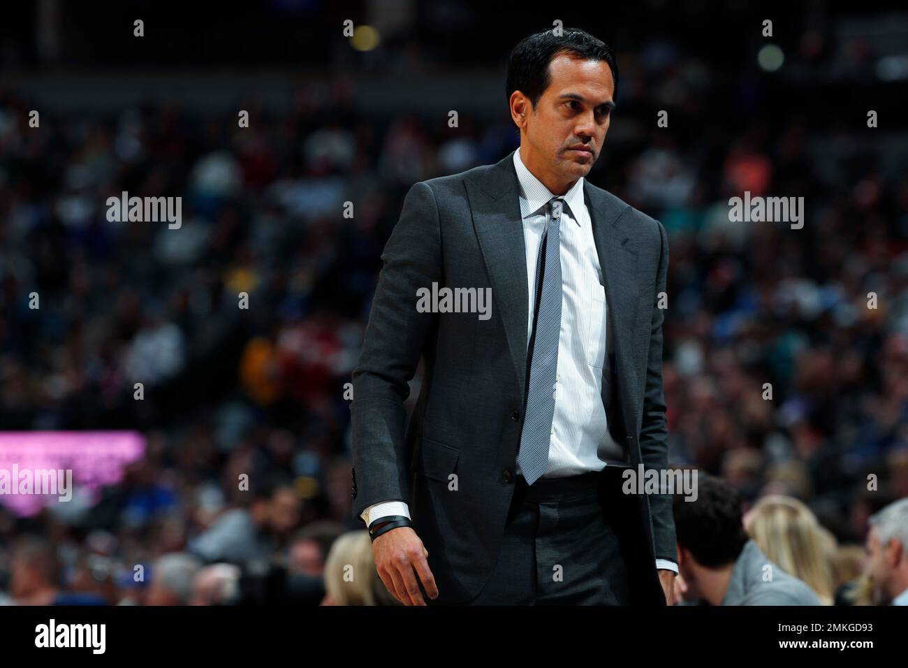 Miami Heat head coach Erik Spoelstra, right, presents a 2011-12