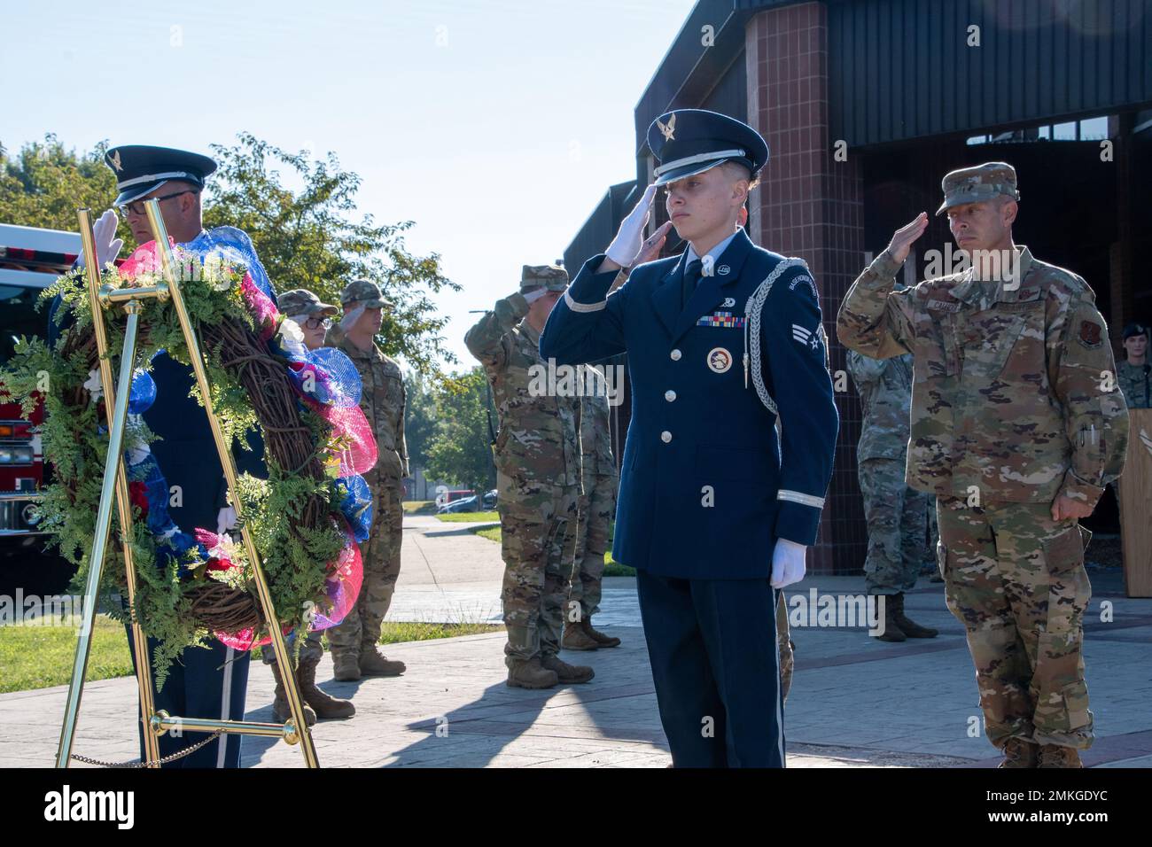 Whiteman Air Force Base Airmen render honors during a 9/11 memorial