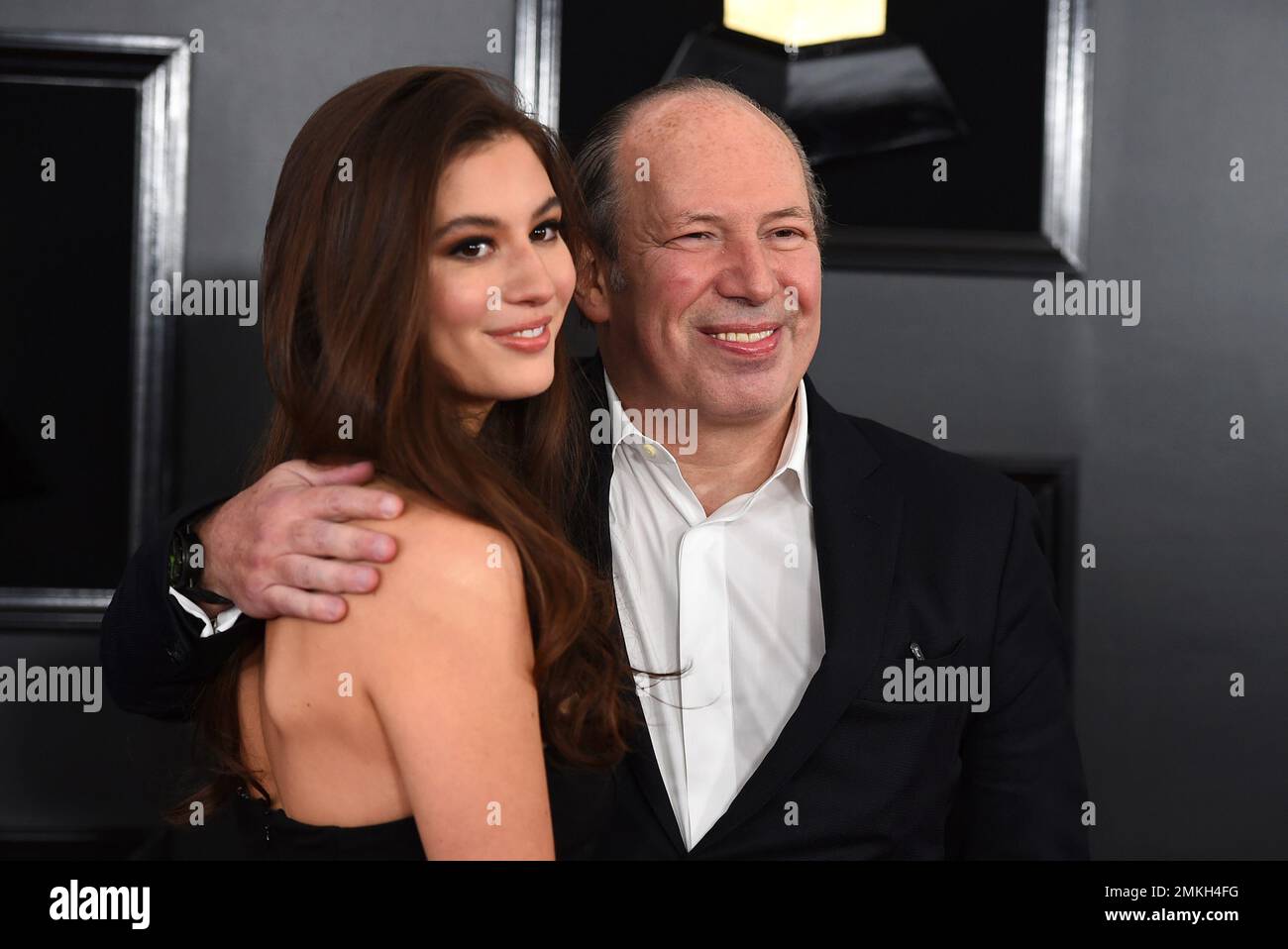 Hans Zimmer, right, and Annabel Zimmer arrive at the 61st annual Grammy