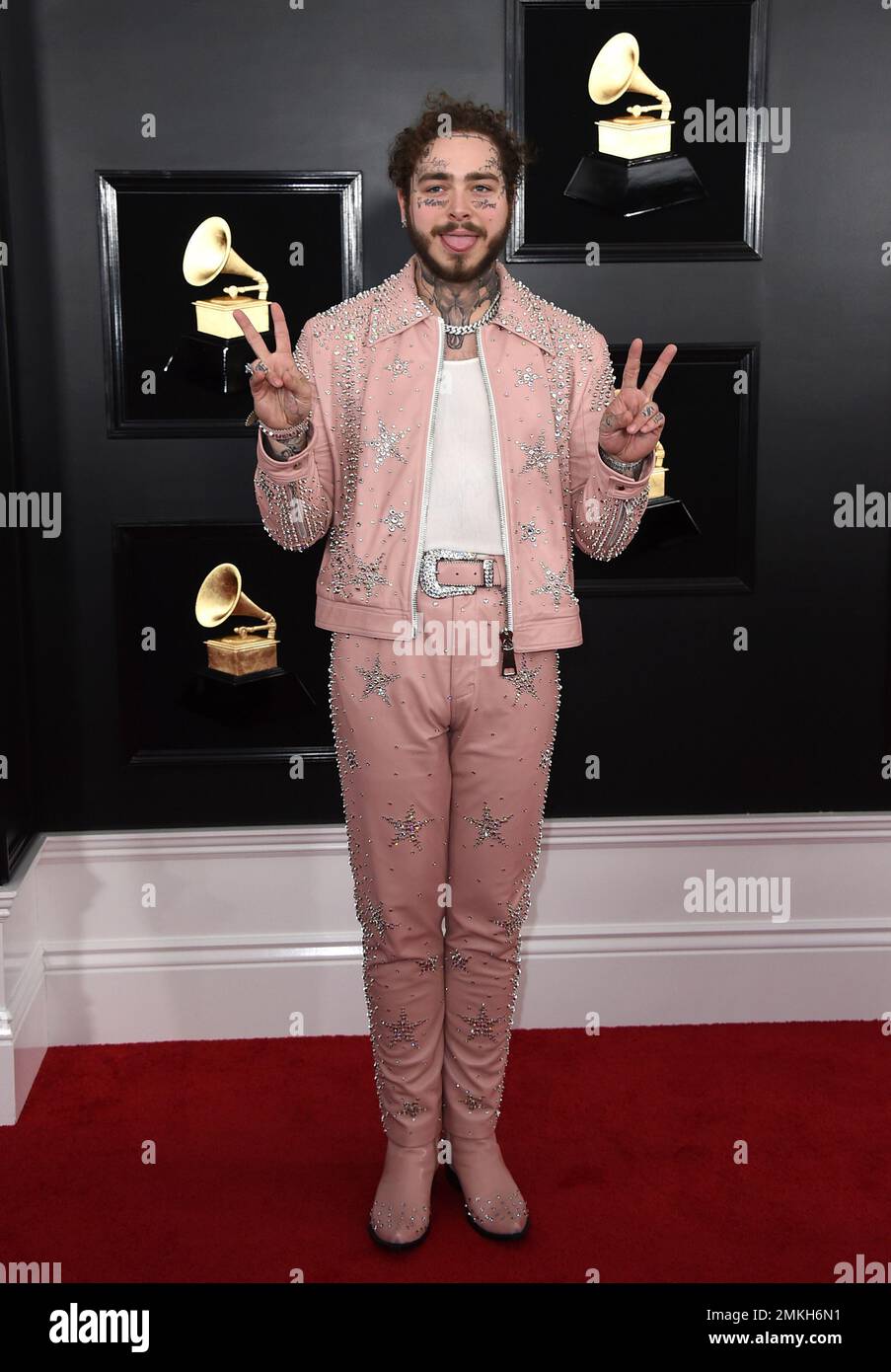 Post Malone arrives at the 61st annual Grammy Awards at the Staples