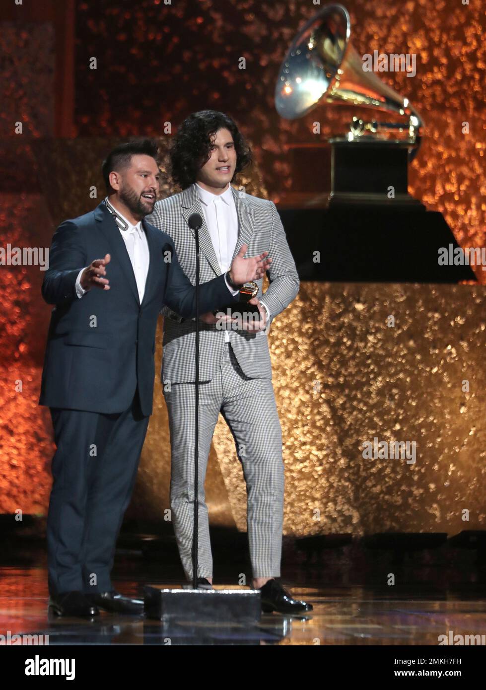 Shay Mooney, left, and Dan Smyers of "Dan + Shay" accept the award for