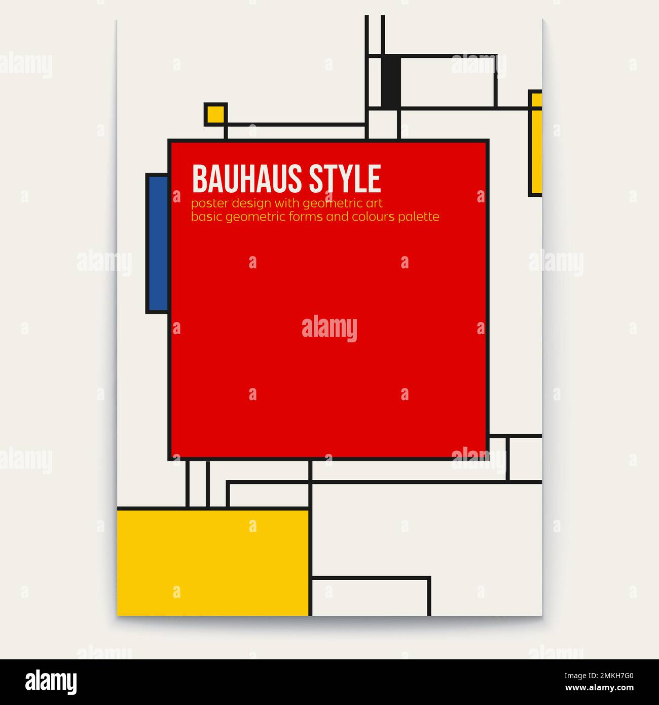 Neoplasticism, Bauhaus retro pattern. Piet Mondrian style. Cover design. Poster vector template Stock Vector