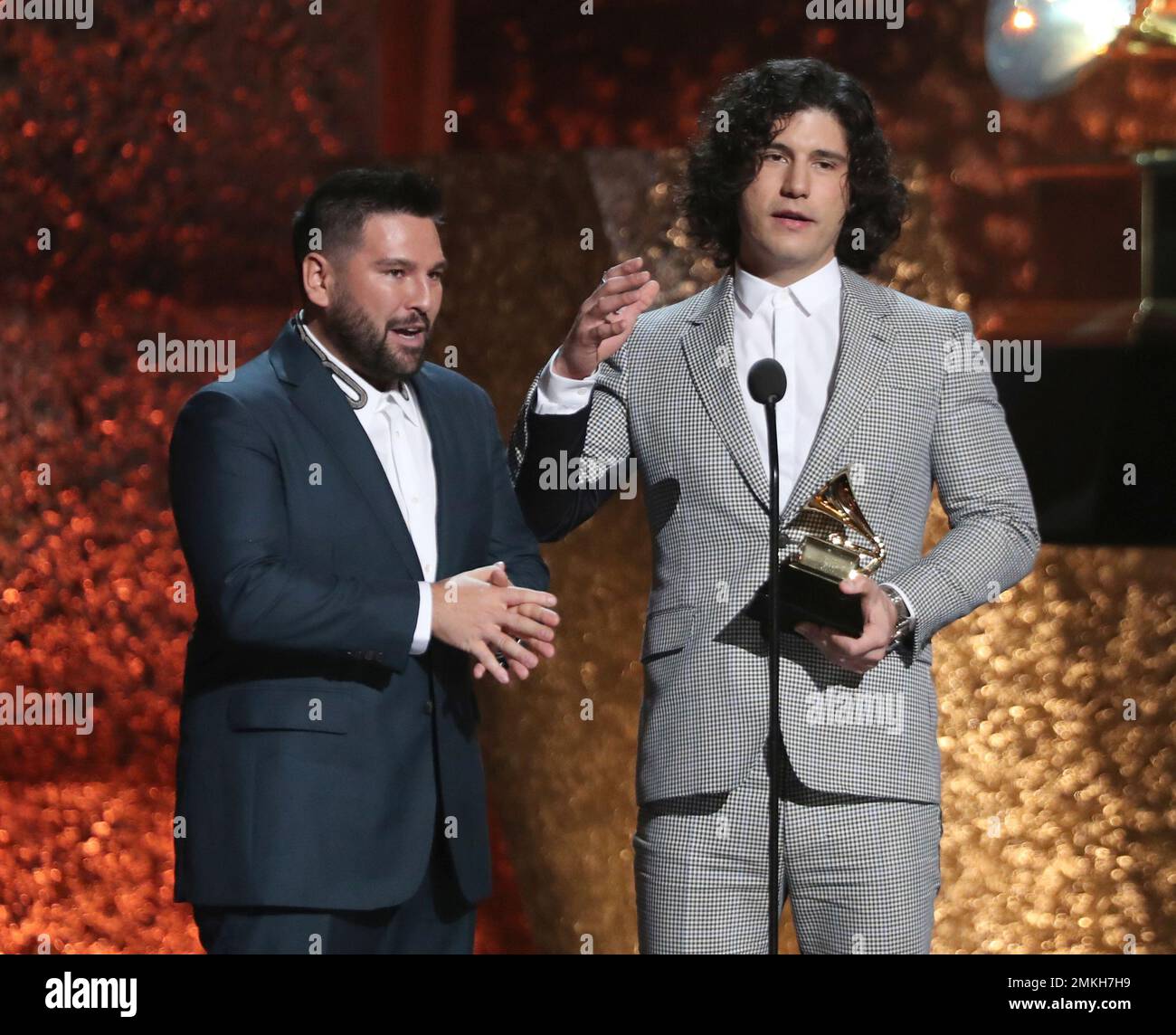 Shay Mooney, left, and Dan Smyers of "Dan + Shay" accept the award for(01)