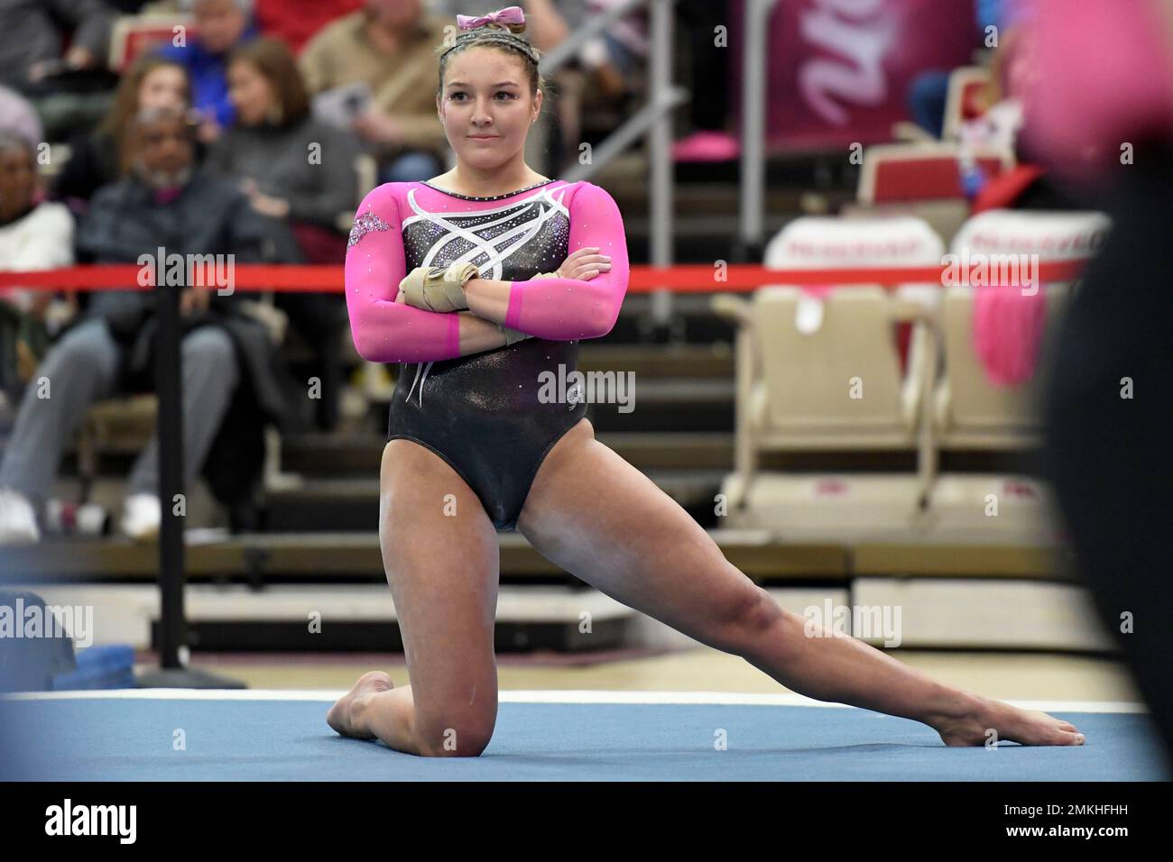 Arkansas gymnast Savannah Pennese competes against Alabama during an