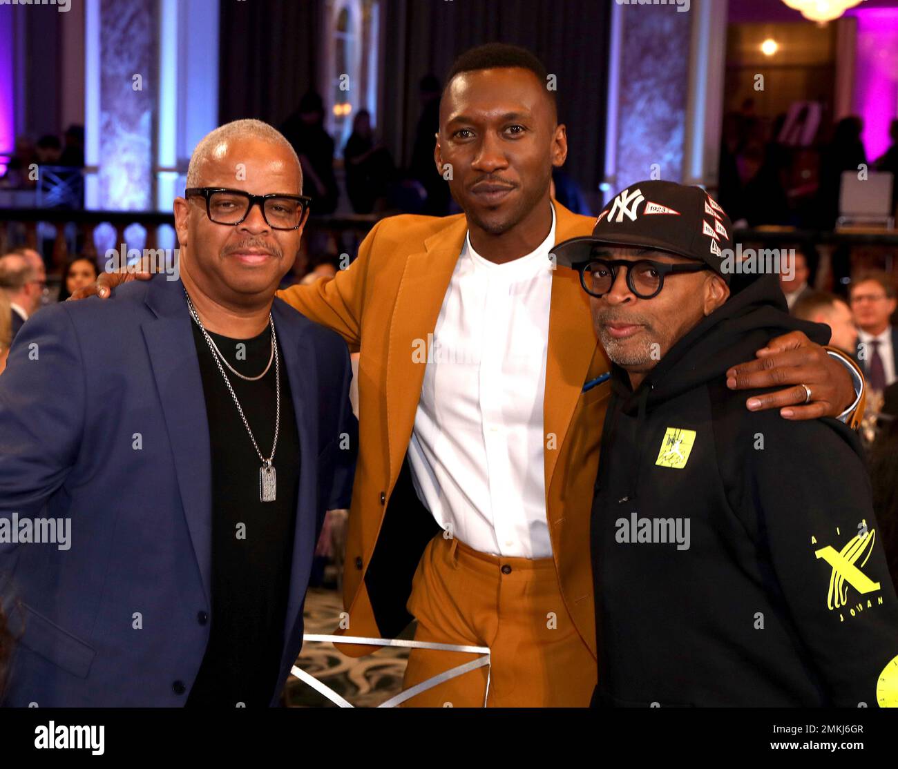 Terence Blanchard, from left, Mahershala Ali, and Spike Lee attend AARP