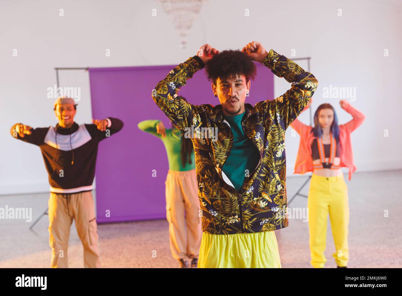 Image of group of group of diverse female and male hip hop dancers ...