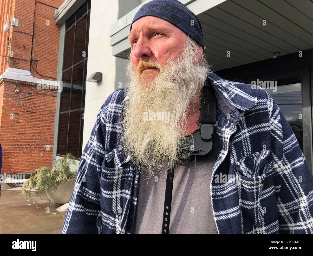 Ray Kemble speaks with reporters outside the Susquehanna County