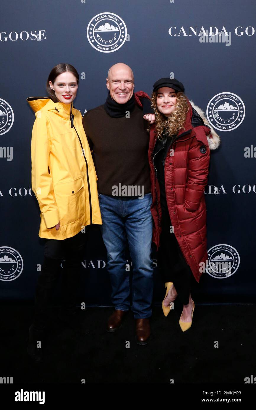 IMAGE DISTRIBUTED FOR CANADA GOOSE Model Coco Rocha. former New York Ranger Mark Messier and actress Annie Murphy pose during the Canada Goose Project Atigi launch event celebrating the global release