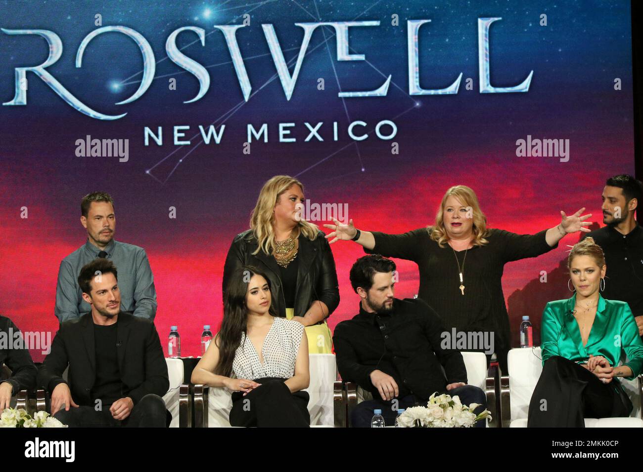 Michael Trevino, from front row left, Jeanine Mason, Nathan Parsons