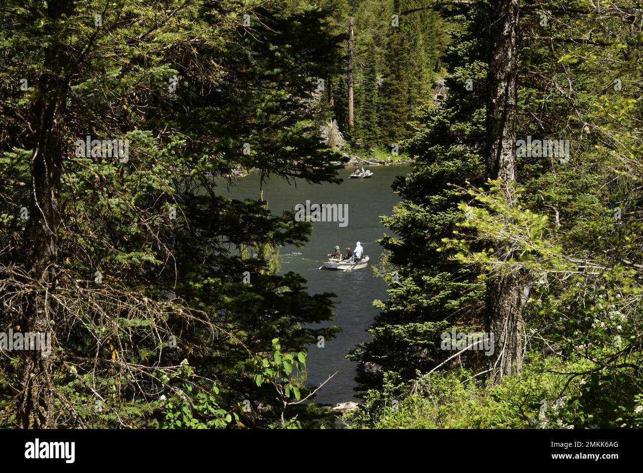 Fishermen float in a drift boat the famous Henry's Fork of the Snake