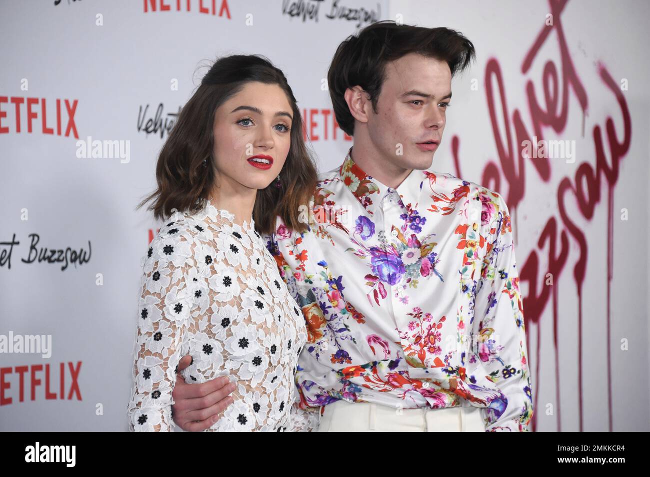 Cast Member Natalia Dyer Left And Charlie Heaton Attend The Premiere Of Velvet Buzzsaw At 1169