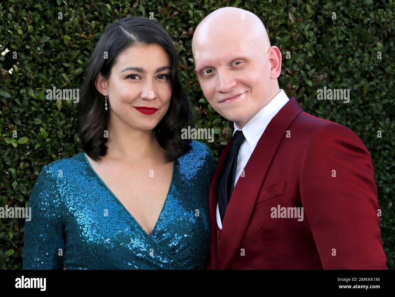 Anthony Carrigan, right, and Gia Olimp arrive at the 25th annual Screen  Actors Guild Awards at the Shrine Auditorium & Expo Hall on Sunday, Jan.  27, 2019, in Los Angeles. (Photo by