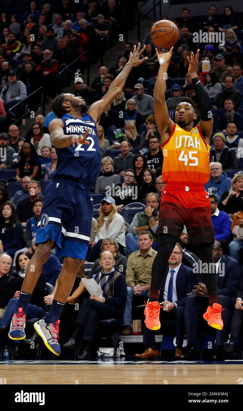 Utah Jazz's Donovan Mitchell, right, celebrates with Joe Ingles (2) after  scoring a 3-pointer against the Orlando Magic in the first half during an  NBA basketball game Saturday, April 3, 2021, in