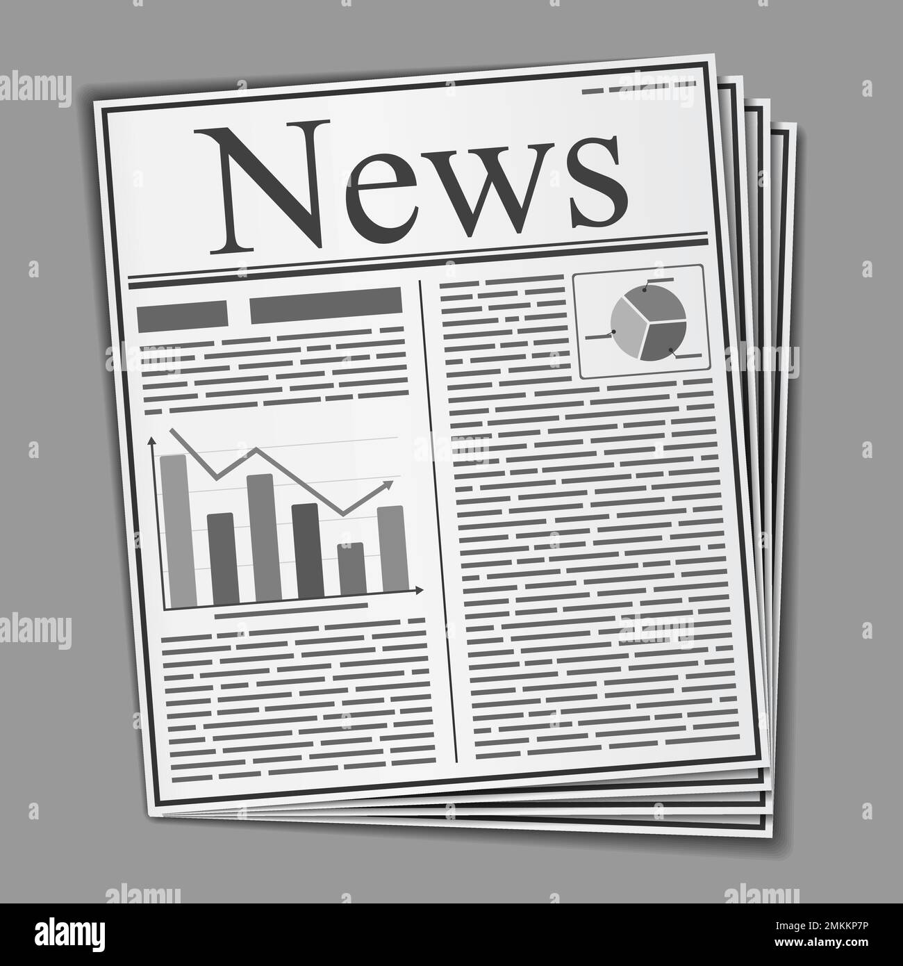 Abstract newspaper with text and graphs on the front page, vector eps10 ...