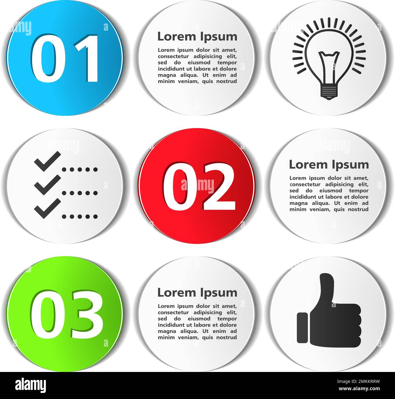 Template of design with three numbers and icons, vector eps10 ...