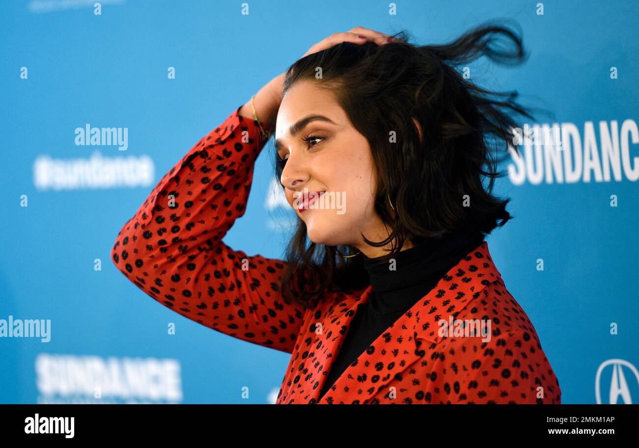 Geraldine Viswanathan, a cast member in "Hala," poses at the premiere
