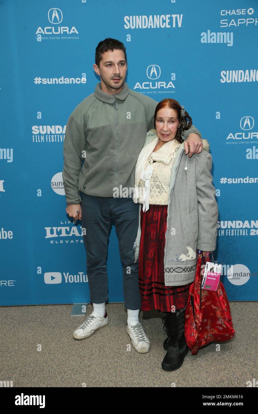 Actor Shia LaBeouf and his mother Shayna Saide pose at the premiere of