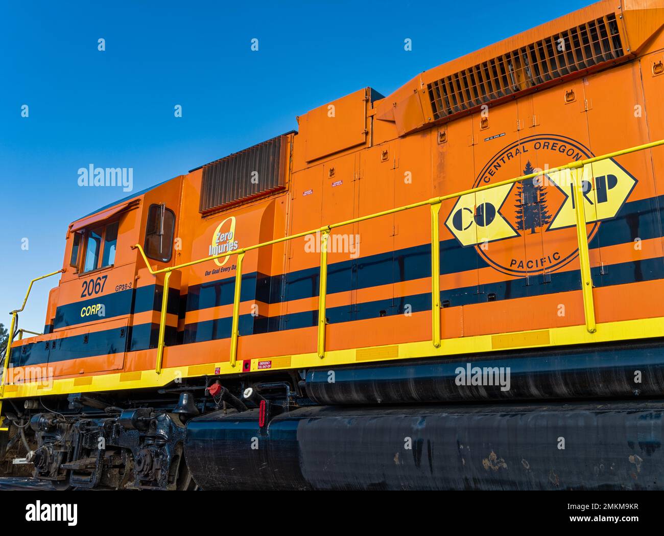The side of Locomotive 2067 of the Central Oregon and Pacific Railroad