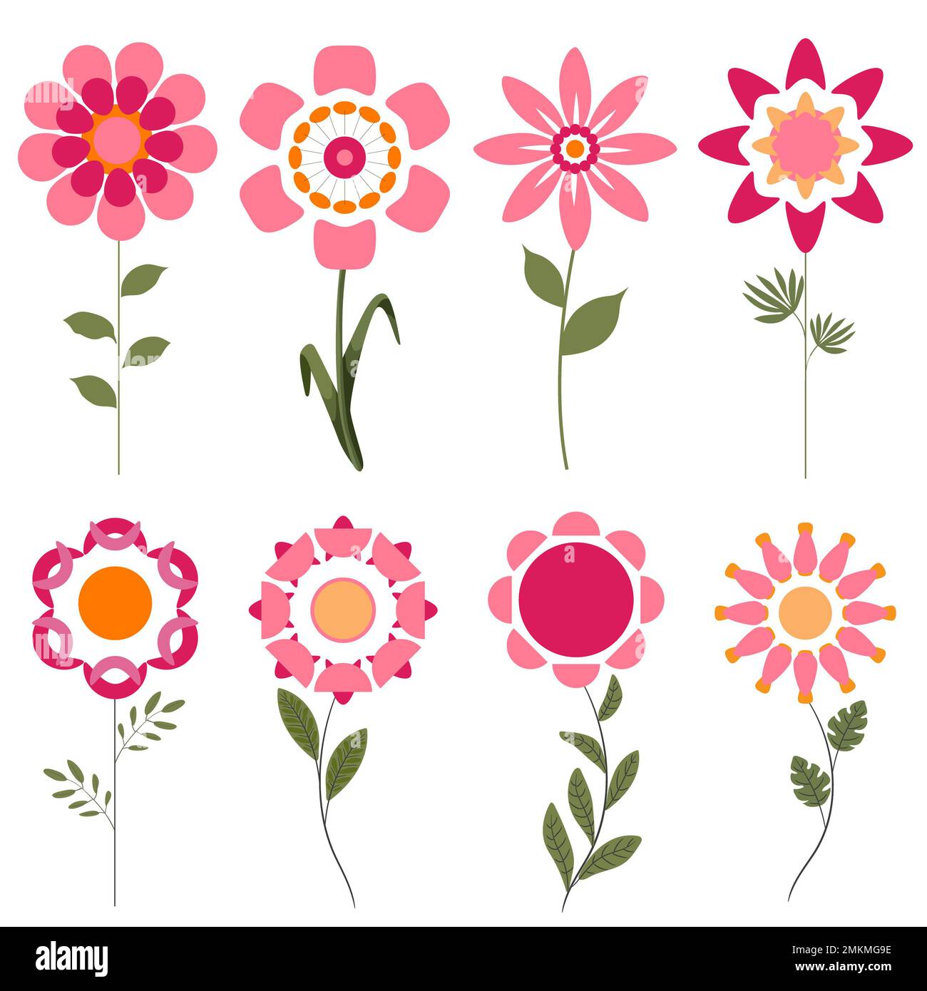 Frame made ​​of flowers cutout on white background Stock Photo - Alamy