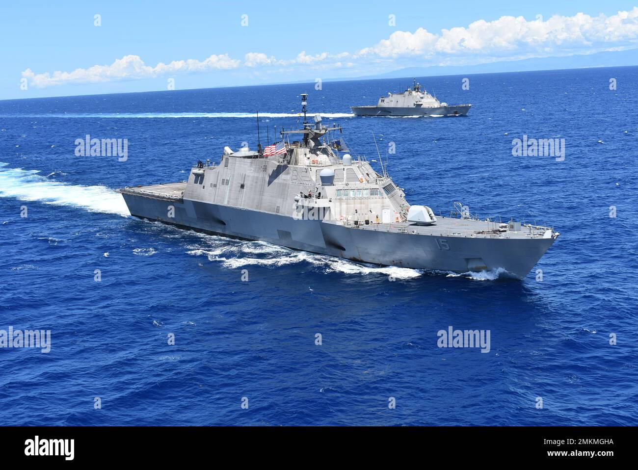 220910-N-N3764-2001  Caribbean Sea - (Sept. 10, 2022) — The Freedom-variant littoral combat ships USS Billings (LCS 15) and USS Wichita (LCS 13) participate in a photo exercise in the Caribbean Sea, Sept. 10, 2022. Wichita and Billings are deployed to the U.S. 4th Fleet area of operations to support Joint Interagency Task Force South’s mission, which includes counter-illicit drug trafficking missions in the Caribbean and Eastern Pacific. Stock Photo