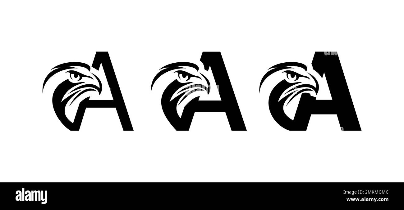 A vector illustration set of Monogram Eagle Logo Initial Letter A Stock ...